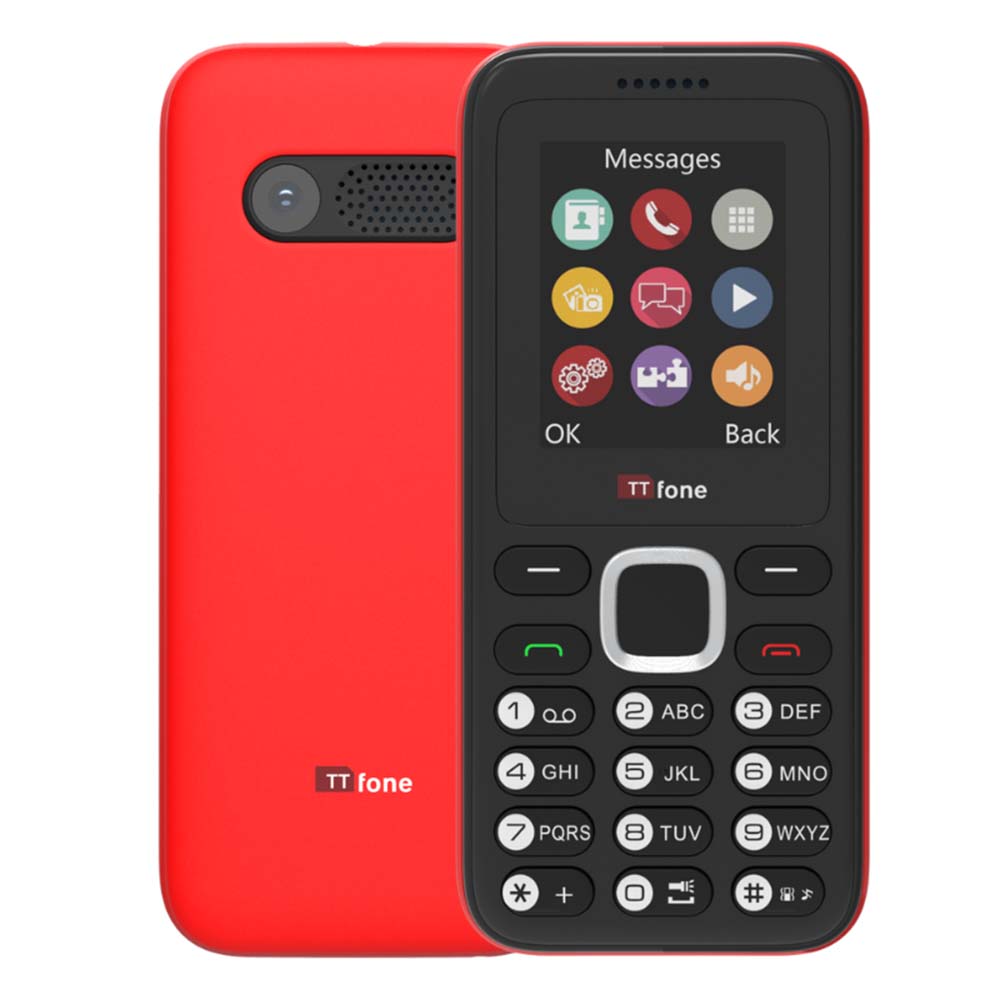 Return Resale - TTfone TT150 Red Dual SIM Mobile with USB Cable, Vodafone Pay As You Go-0