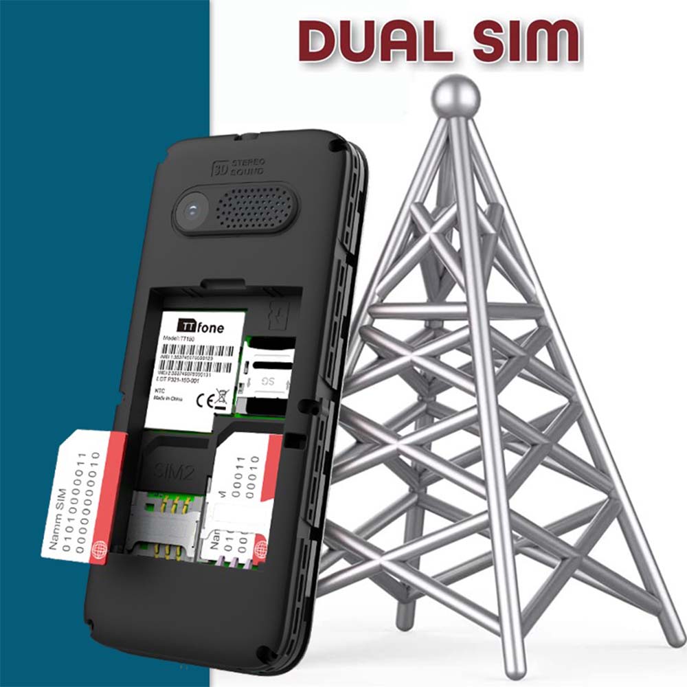 TTfone TT150 Blue Dual SIM with Mains Charger, Giff Gaff Pay As You Go-1