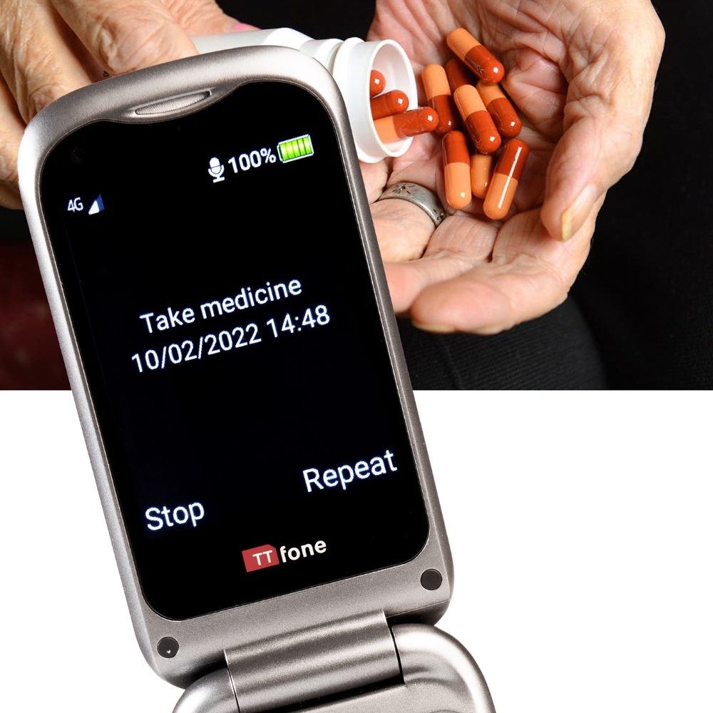 TTfone TT970 4G WhatsApp Flip Senior Big Button Mobile with O2 Bundle Pay As You Go SIM-4